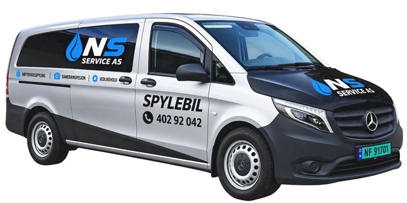 NS Service AS sin spylebil – Mercedes Vito med logo og telefonnummer 402 92 042